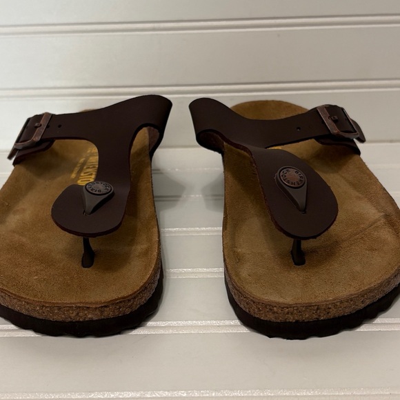 BIRKENSTOCK Gizeh Brown Natural Leather Oiled Sandals Shoes Size 38 Womens 8 NEW - Picture 3 of 8